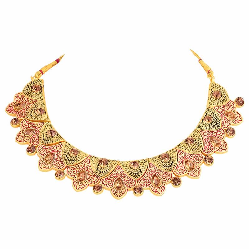 Handcrafted Original Meena Work Traditional Necklace Set With Earrings & Maang Tikka For Women