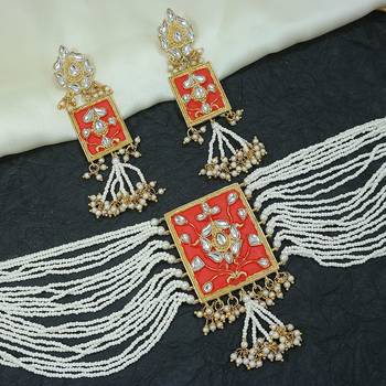 Gold Plated Traditional Padmavati Pearl & Kundan Necklace With Earrings For Women 1