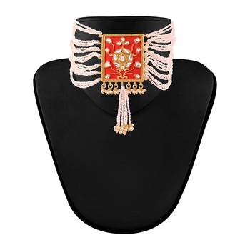 Gold Plated Traditional Padmavati Pearl & Kundan Necklace With Earrings For Women 3