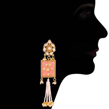 Gold Plated Traditional Padmavati Pearl & Kundan Necklace With Earrings For Women 2