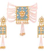 Gold Plated Traditional Padmavati Pearl & Kundan Necklace With Earrings For Women