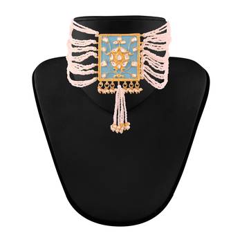 Gold Plated Traditional Padmavati Pearl & Kundan Necklace With Earrings For Women 3