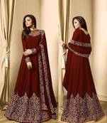 Designer Dark Red Embroidered Anarkali Salwar Suit 