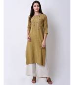 Green Women's Green Floral Embroidered Kurta