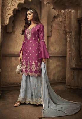 Purple embroidered crepe salwar 1