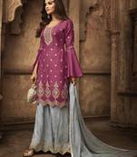 Purple embroidered crepe salwar