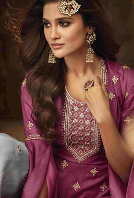 Purple embroidered crepe salwar 2