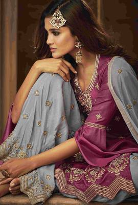 Purple embroidered crepe salwar 3