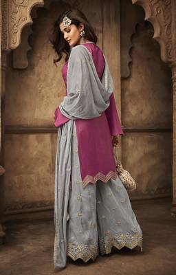 Purple embroidered crepe salwar 4