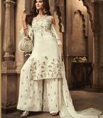White embroidered crepe salwar