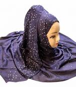 Justkartit Women'S Dark Blue Color Rayon Cotton Pearl Work Hijab Scarf Dupatta