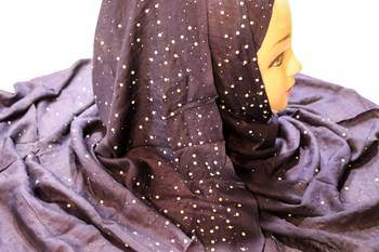 Justkartit Women'S Dark Blue Color Rayon Cotton Pearl Work Hijab Scarf Dupatta 2