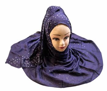 Justkartit Women'S Dark Blue Color Rayon Cotton Pearl Work Hijab Scarf Dupatta 4