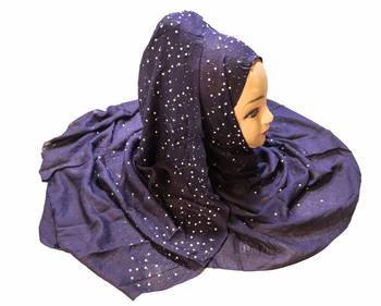 Justkartit Women'S Dark Blue Color Rayon Cotton Pearl Work Hijab Scarf Dupatta 5