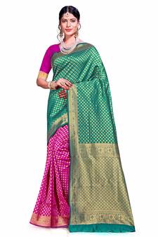 Multicolor Woven  Art Silk Saree With Blouse