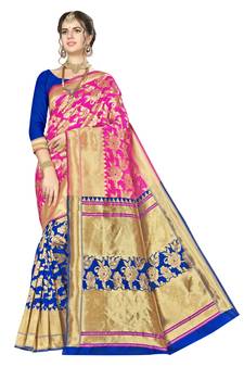 Multicolor Woven  Art Silk Saree With Blouse