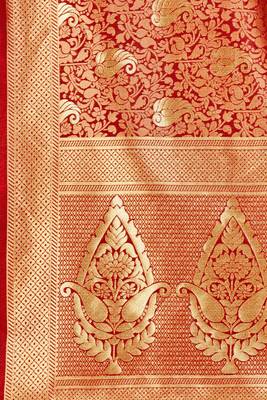 Red Woven Art Silk Saree With Blouse 4