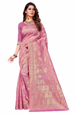 Light Purple Woven art  Silk Saree With Blouse 1