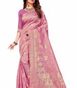 Light Purple Woven art  Silk Saree With Blouse