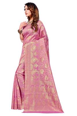 Light Purple Woven art  Silk Saree With Blouse 2