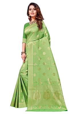 Green Woven art  Silk Saree With Blouse 1