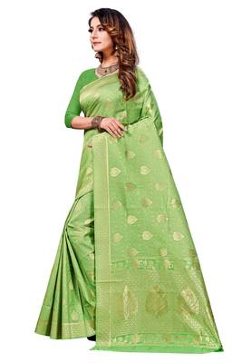 Green Woven art  Silk Saree With Blouse 2