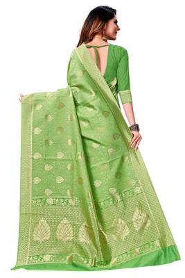 Green Woven art  Silk Saree With Blouse 3