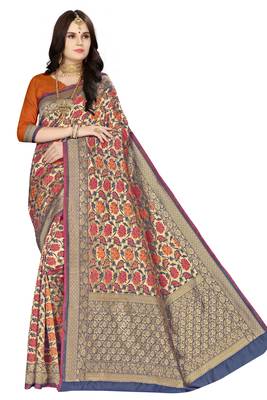 Multicolor Woven Banarasi Silk Saree With Blouse 1