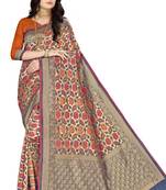 Multicolor Woven Banarasi Silk Saree With Blouse