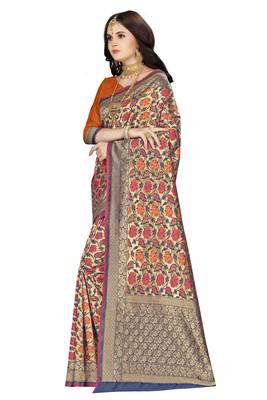Multicolor Woven Banarasi Silk Saree With Blouse 2