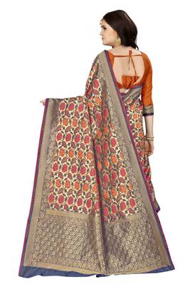 Multicolor Woven Banarasi Silk Saree With Blouse 3