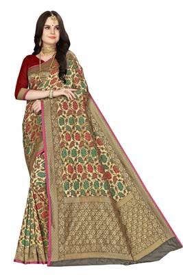 Multicolor Woven  Art Silk Saree With Blouse 1