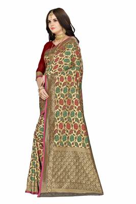 Multicolor Woven  Art Silk Saree With Blouse 2