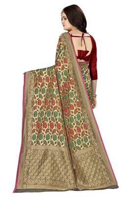 Multicolor Woven  Art Silk Saree With Blouse 3