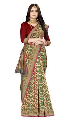 Multicolor Woven  Art Silk Saree With Blouse 4