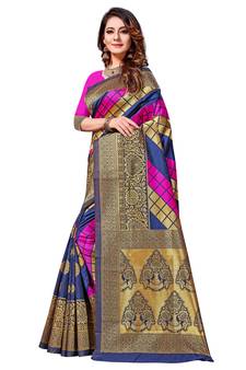 Multicolor Woven  Art Silk Saree With Blouse