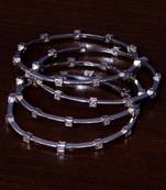 Rhodium Plated AAA CZ Embellished Two Pairs of American Diamond Bangles BD351