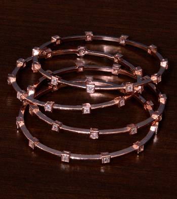Rose gold finish two pairs of american diamond bangles 1