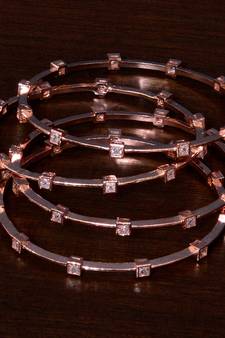 Rose Gold Plated AAA CZ Embellished Two Pairs of American Diamond Bangles BD352