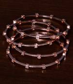 Rose Gold Plated AAA CZ Embellished Two Pairs of American Diamond Bangles BD352