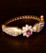 Copper Made Ruby Stone Embellished White Meenakari Worked Fine Quality Bracelet BD354