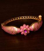 Copper Made Ruby Stone Embellished Pink Meenakari Worked Fine Quality Bracelet BD355