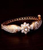 Copper Made Kundan Stone Embellished White Meenakari Worked Fine Quality Bracelet BD357