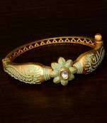 Copper Made Kundan Stone Embellished Sea Green Meenakari Worked Fine Quality Bracelet BD359