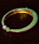 Meenakari Worked Ruby and Pearl Embellished High-end Designer Bracelet BD372