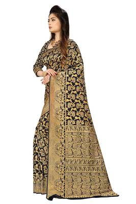 Black woven banarasi  saree with blouse 2
