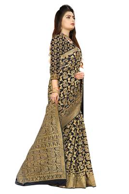 Black woven banarasi  saree with blouse 3