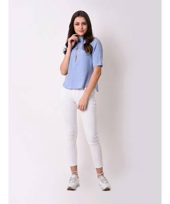 Women's Chambray Embroidered Top 1