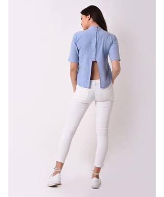 Women's Chambray Embroidered Top 3
