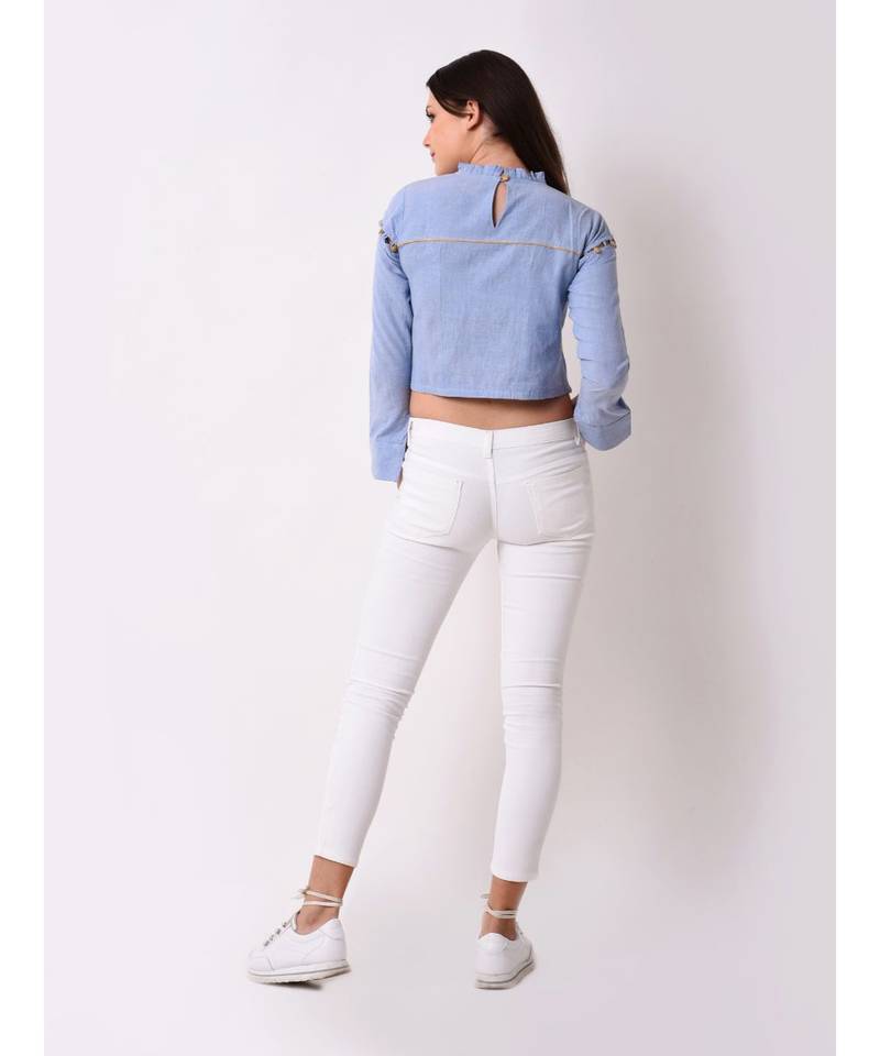 Women's Chambray Cut Detail Top